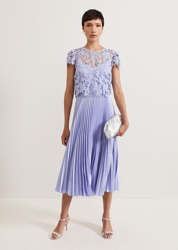 Phase Eight Dana Lace Double Layered Dress Blue Canada | BXKFEH-708